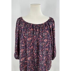 Natalie Martin Ella Top Floral Blouse Plum Purple Pink Small Boho Cottagecore S